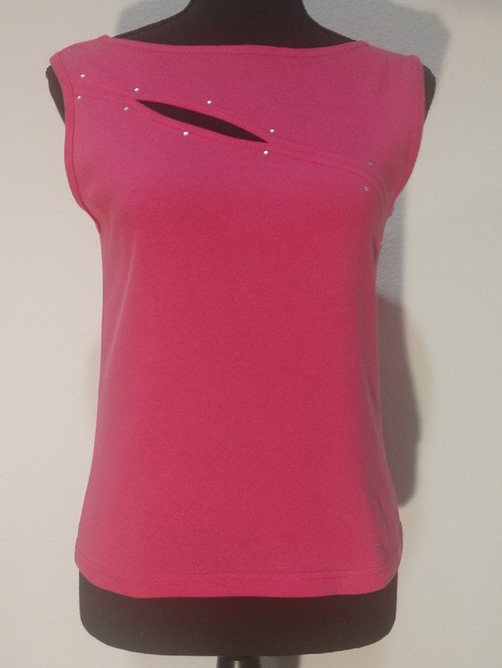 Sleeveless Pink Cutout Tank Top with Stud Accents